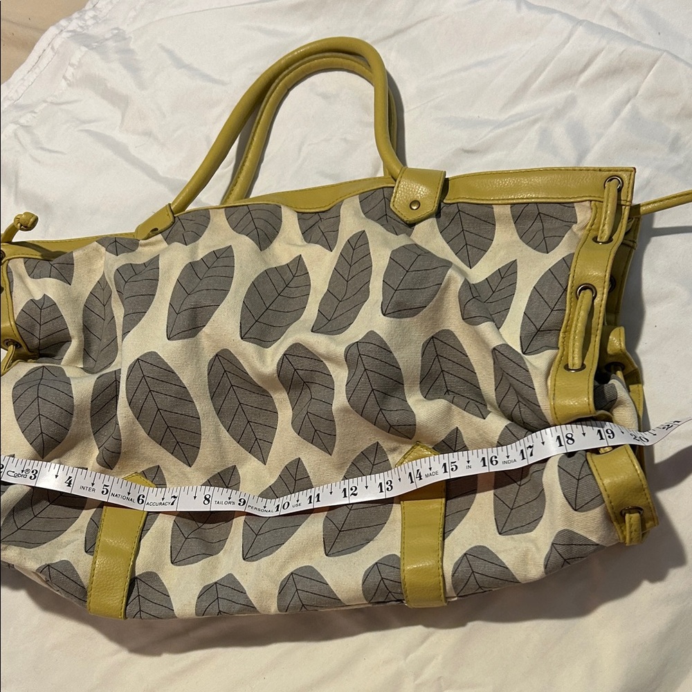 Target Leaf It Alone Handbag Tote Bag Patterned Yellow and Gray Women's Purse - Picture 9 of 17